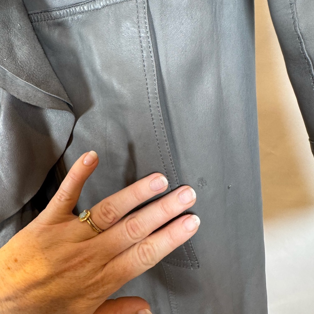 Casini Jennifer Tattanelli P312R Reversible Grey Full Grain Leather Jacket - Picture 10 of 16